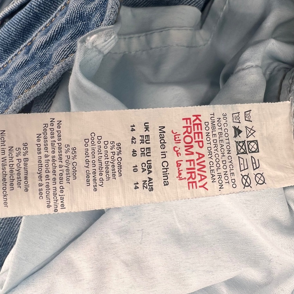 PrettyLittleThing Womens High Waisted Straight Leg Jeans Blue Side Slit Size 10 - Picture 8 of 14